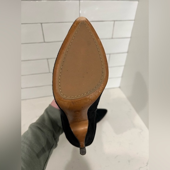 Moschino Suede Ruffle Boot Booties. Black. Size 9. Includes Box. EUC. - Picture 6 of 14